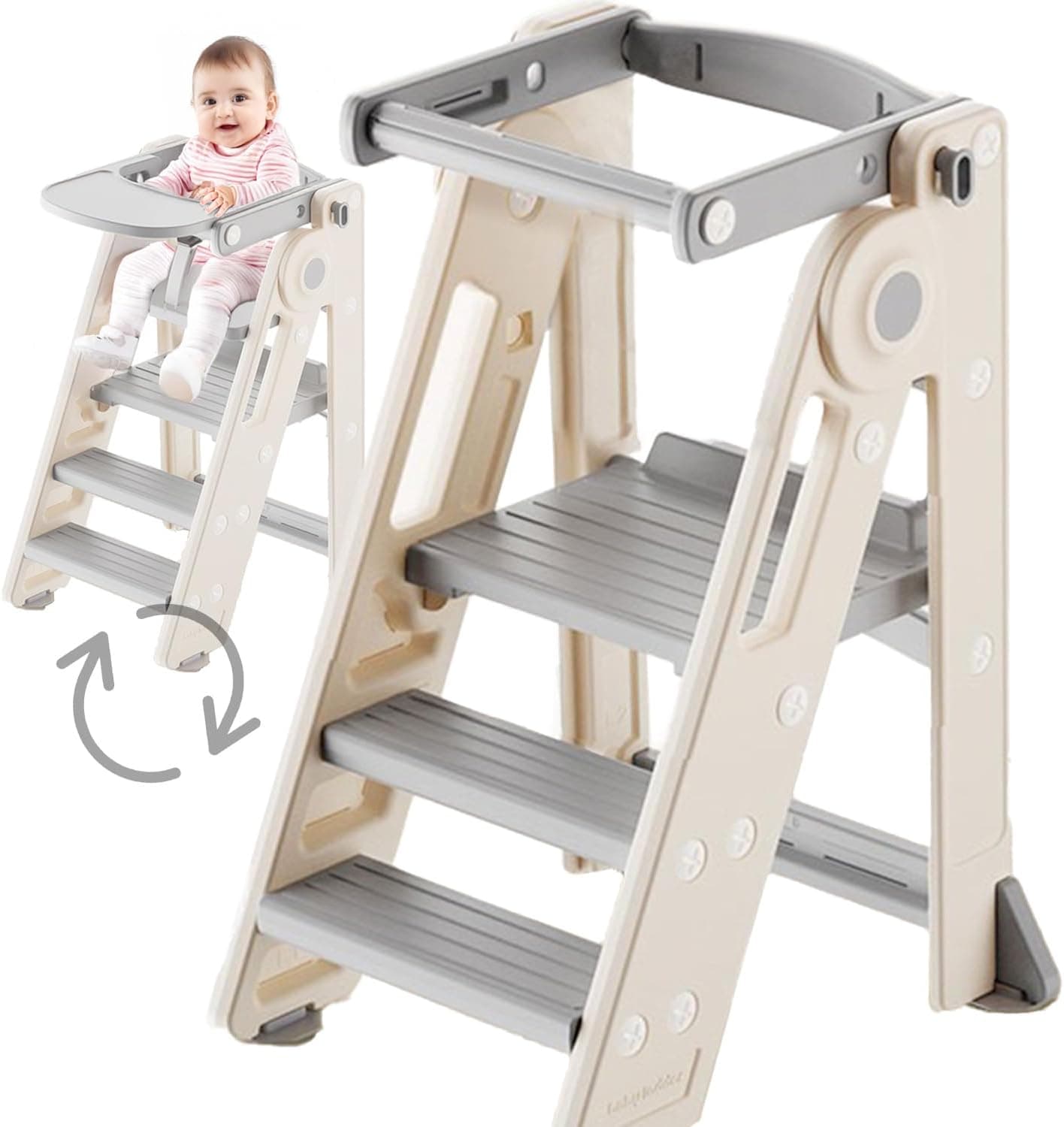 The Olympe Learning Tower — stable stance and enclosed guardrail